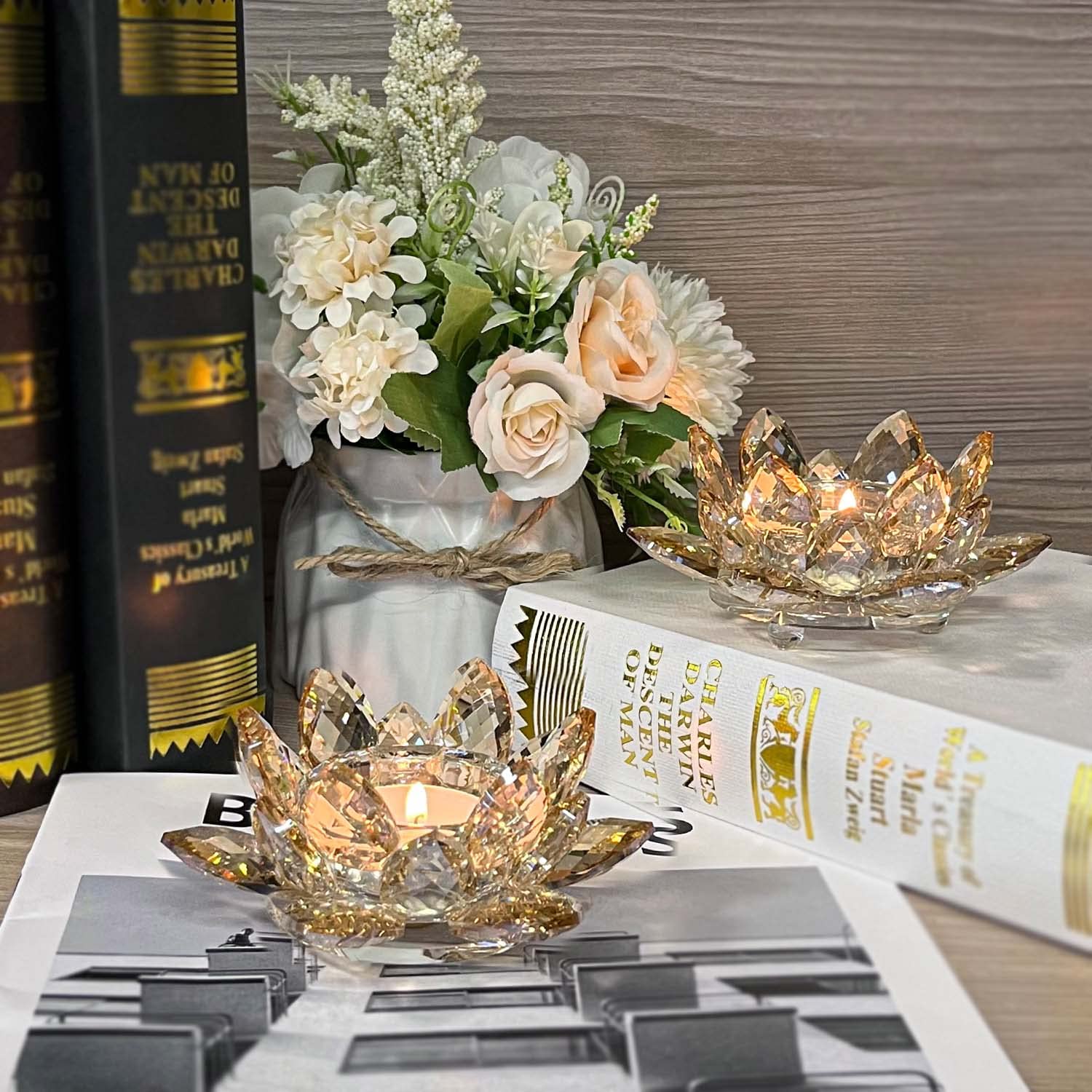 Amazon.com: Kolnlala Crystal Lotus Flower Tealight Candle Holders